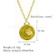 Stainless Steel Enamel Constellation Pendant Necklaces, Real 18K Gold Plated, Virgo, 17.72 inch(45cm), Pendant: 20.2x16.7mm(DJ0261-8)