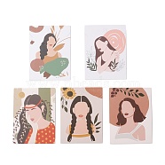 Jewelry Display Cards, Rectangle with Girl Pattern, Mixed Pattern, Mixed Color, 8x6x0.05cm, Hole: 6mm(CDIS-D006-01)