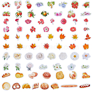 5 Sets 5 Styles PVC Plastic Bottle Self Adhesive Decorative Stickers, Waterproof Decals for Scrapbooking, DIY Craft, Bread & Flower & Maple Leaf & Fruit Pattern, Mixed Patterns, 16~141x23~90x0.1mm, 1 set/style(STIC-CP0001-06)