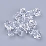 Transparent Acrylic Beads, Faceted, Cube, Clear, 14x14x12mm, Hole: 2mm, about 330pcs/500g(TACR-Q259-14mm-V01)