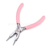 45# Carbon Steel Jewelry Pliers, Round Nose Pliers, Wire Cutter, Ferronickel, Pink, 12.2x8x0.9cm(PT-L007-07F)