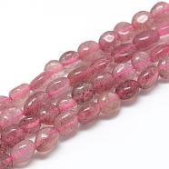 Natural Strawberry Quartz Beads Strands, Oval, 6~10x4~7x4~7mm, Hole: 1mm, about 43~62pcs/strand, 15.7 inch(G-R445-6x8-17)