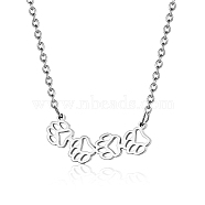 Stainless Steel Pendant Necklace, Hollow Dog Paw Prints, Stainless Steel Color, No Size(TR0656-2)