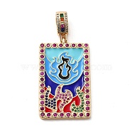 Brass Micro Pave Cubic Zirconia Pendants with Enamel, 
Rectangle, Colorful, 42x25x3mm, Hole: 9x6mm(KK-H458-04G-01)