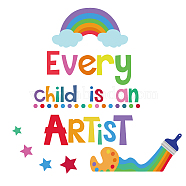 PVC Wall Stickers, for Wall Decoration, Word Every child is an ARTIST, Rainbow Pattern, 390x800mm(DIY-WH0228-410)