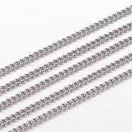 304 Stainless Steel Curb Chains, Twisted Chains, Unwelded, Stainless Steel Color, 3x2x0.6mm(CHS-K004-04P-0.6mm)