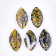 Natural Crackle Agate Cabochons, Dyed, Horse Eye, Dark Khaki, 39x20x6mm(G-T125-07B)