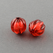 Transparent Acrylic Beads, Bead in Bead, Round, Pumpkin, FireBrick, 10mm, Hole: 2mm, about 1100pcs/500g(TACR-S089-10mm-15)