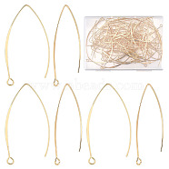 80Pcs Brass Earring Hooks, Marquise Ear Wire, with Horizontal Loops, Real 18K Gold Plated, 43mm, Hole: 1.8mm, Pin: 1mm(KK-CN0002-32)