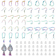 ARRICRAFT DIY Earring Making Finding Kit, Including 72Pcs 316 & 304 Stainless Steel Hoop & Leverback Earring Findings & Earring Hooks, 100Pcs Plastic Ear Nuts, Rainbow Color, 172Pcs/box(STAS-AR0001-38)