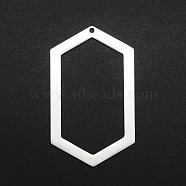 201 Stainless Steel Open Back Bezel Big Pendants, For DIY UV Resin, Epoxy Resin, Pressed Flower Jewelry, Laser Cut, Hexagon, Stainless Steel Color, 52x31x1mm, Hole: 1.8mm(STAS-R111-LA083)
