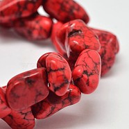 Dyed Nuggets Natural Howlite Beads Strands, Red, 11~17x10~17mm, Hole: 1mm, about 15.7 inch(G-M139-06-A)