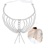 Rhinestone Single Shoulder Chains, with Alloy Finding, Garment Decoration, Platinum, 1237mm(AJEW-WH0009-72)