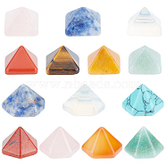 14Pcs 14 Style Pyramid Natural & Synthetic Gemstone Home Display Decorations, 14~16x14x10mm, 1pc/style(G-FG00001-04)
