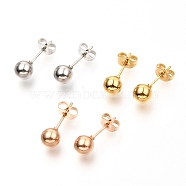 304 Stainless Steel Ball Stud Earrings, Round, Mixed Color, 18x6mm, Pin: 0.8mm, 3 pairs/board(EJEW-C501-10D)