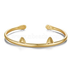 SHEGRACE Cute Design 925 Sterling Silver Kitten Cuff Bangle, Cat Ears, Real 24K Gold Plated, 6-3/4 inch(17cm)(JB166C)