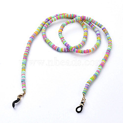 Eyeglasses Chains, Face Mask Chains, Neck Strap for Eyeglasses, with Handmade Polymer Clay Heishi Beads, Alloy Lobster Claw Clasps and Rubber Loop Ends, Colorful, 29.13 inch(74cm)(X-AJEW-EH00064-03)