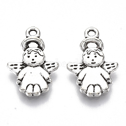 Tibetan Style Alloy Pendants, Cadmium Free & Lead Free, Angel Baby, Antique Silver, 19x13x3mm, Hole: 1.5mm, about 1040pcs/1000g(TIBE-R317-021AS-LF)