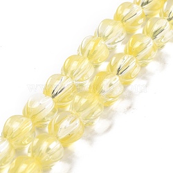 Transparent Glass Beads Strands, Lantern, Yellow, 10.5x9.5x10.5mm, Hole: 1mm, about 38pcs/strand, 15.24 inch(38.7cm)(GLAA-F114-02B-03)
