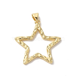 Rack Plating Brass Pendants, Cadmium Free & Lead Free, Long-Lasting Plated, Real 18K Gold Plated, Star, 26.5x27x2.5mm, Hole: 3x4mm(KK-G504-24B-G)