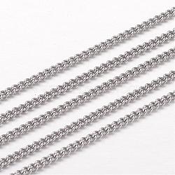 304 Stainless Steel Curb Chains, Twisted Chains, Unwelded, Stainless Steel Color, 3x2x0.6mm(CHS-K004-04P-0.6mm)