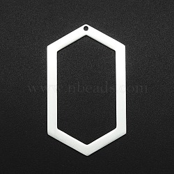 201 Stainless Steel Open Back Bezel Big Pendants, For DIY UV Resin, Epoxy Resin, Pressed Flower Jewelry, Laser Cut, Hexagon, Stainless Steel Color, 52x31x1mm, Hole: 1.8mm(STAS-R111-LA083)