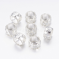 Rondelle Tibetan Style Alloy Beads, Lead Free & Cadmium Free, Large Hole Beads, Silver Color Plated, 13x8mm, Hole: 10mm(X-K0NHD021)