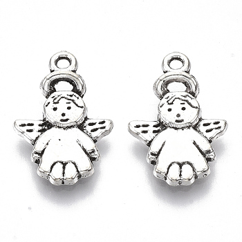 Tibetan Style Alloy Pendants, Cadmium Free & Lead Free, Angel Baby, Antique Silver, 19x13x3mm, Hole: 1.5mm, about 1040pcs/1000g