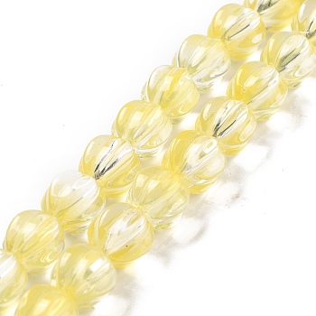 Transparent Glass Beads Strands, Lantern, Yellow, 10.5x9.5x10.5mm, Hole: 1mm, about 38pcs/strand, 15.24 inch(38.7cm)