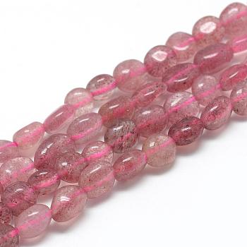 Natural Strawberry Quartz Beads Strands, Oval, 6~10x4~7x4~7mm, Hole: 1mm, about 43~62pcs/strand, 15.7 inch
