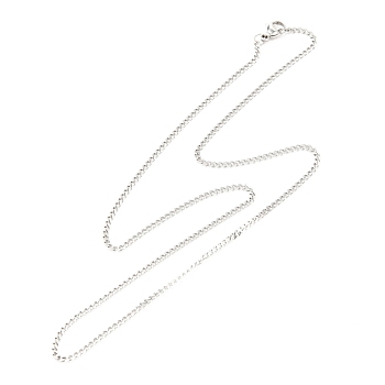304 Stainless Steel Curb Chain Twist Chain Necklace, with Lobster Claw Clasps, Stainless Steel Color, 17.71 inch(45cm), 2mm