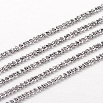 304 Stainless Steel Curb Chains, Twisted Chains, Unwelded, Stainless Steel Color, 3x2x0.6mm