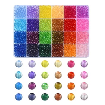 1488Pcs 24 Colors Transparent Acrylic Beads, Round, Mixed Color, 6x5mm, Hole: 1.8mm, 7g, about 62pcs/color