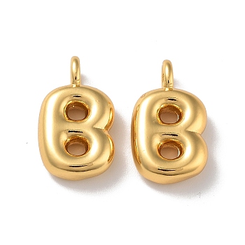 Brass Pendants, Real 18K Gold Plated, Letter B, 19x11x5.5mm, Hole: 3.2mm