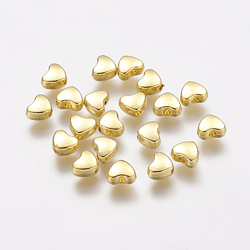 Alloy Beads, Cadmium Free & Nickel Free & Lead Free, Heart, Golden, 6x5x3mm, Hole: 1mm