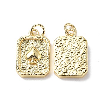 Brass Pendants, Cadmium Free & Lead Free, Textured, Rectangle with Heart Charm, Real 18K Gold Plated, 18x12x3mm, Ring: 5x0.8mm, Hole: 3.3mm