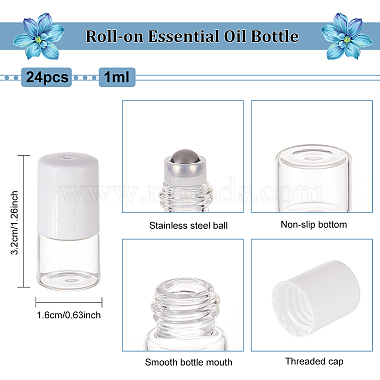 24Pcs Transparent Glass Roller Ball Bottles with Plastic Cover(DIY-BC0006-47)-2
