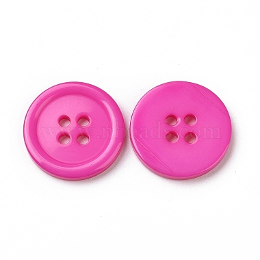 20mm HotPink Flat Round Resin 4-Hole Button