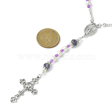 collier de perles de chapelet en perles de verre(NJEW-TA00082-03)-4