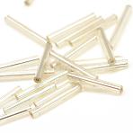 Silver Lined Transparent Glass Bugle Beads, Clear, 18x2.5mm, Hole: 1mm, about 2500pcs/bag(SEED-R028-2x18-B02)