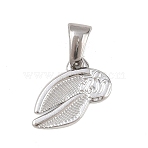 303 Stainless Steel Pendants, Stainless Steel Color, Leaf Charm, 9.5x16x1mm, Hole: 6x3mm(STAS-K325-22B-P)