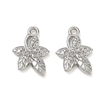 304 Stainless Steel Pendants, Leaf Charms, Stainless Steel Color, 16x11x3mm, Hole: 1.5mm(SA-CBAE5AC-04P)