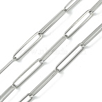 Tarnish Resistant 304 Stainless Steel Rectangle Link Chains, Paperclip Chains, Soldered, with Spool, Stainless Steel Color, 20x4x1mm, about 32.81 Feet(10m)/Roll(CHS-K018-07P)