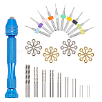 DIY Epoxy Resin Jewelry Making Kits, with Steel Hand Drill, Iron Twist Drill & Screw Eye Pin Peg Bails, Plastic & Iron Fixed Handle, Mixed Color, 90x14mm(TOOL-WH0136-29)