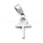 Non-Tarnish Easter 304 Stainless Steel Pendants, Laser Cut, Ankh Cross, Stainless Steel Color, 20x11x1.5mm, Hole: 3.5x7mm(STAS-L216-29P)