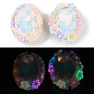 Luminous Polymer Clay Glass Rhinestone Beads, with Acrylic, Oval, Clear AB, 25.5~26x21.5~22x17mm, Hole: 2mm(CLAY-H003-05A)