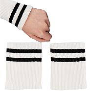 Stripe Pattern Cotton Tubular Knit Rib Cuff, Ribbed Trims Fabric for Sweater Jacket Coat Sewing DIY, White, 113x89x10mm(AJEW-WH0348-200A)