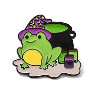 Frog Enamel Pin, Black Alloy Brooch for Backpack Clothes, Hat, 30.5x32x1mm(JEWB-P025-A02)
