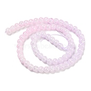 Spray Painted Crackle Glass Beads Strands, Gradient Color, Segmented Multi-color Beads, Round, Pink, 6mm, Hole: 1mm, about 60pcs/strand, 14.96~15.04 inch(38~38.2cm)(DGLA-C002-6mm-03)