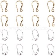 Brass Earring Hooks, with Horizontal Loop, Golden & Silver, 16.5x9x1.5mm, Hole: 2mm, 18 Gauge, Pin: 1mm, 15x9x2mm, Hole: 1mm, 18 Gauge, Pin: 1mm(KK-PH0034-31)